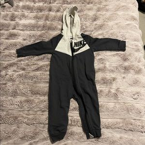 Nike 18 months hooded coverall. Light grey and charcoal grey.